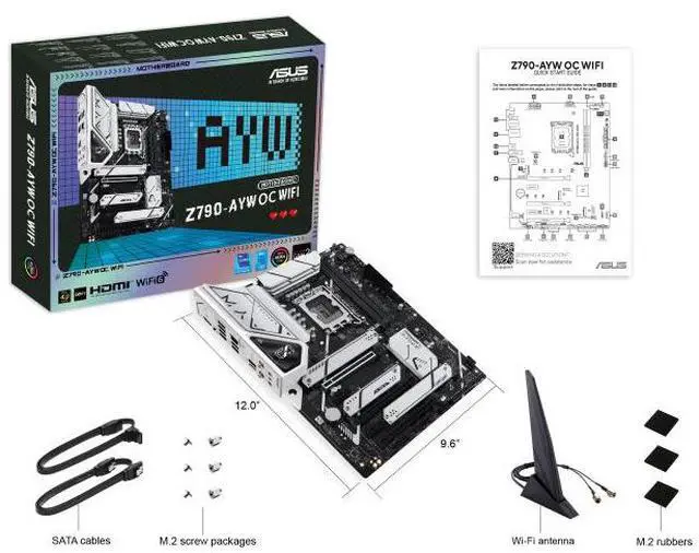 Alt view image 7 of 7 - ASUS Z790-AYW OC WIFI Intel Z790 LGA 1700 ATX motherboard, PCIe 4.0,three PCIe 4.0 M.2 slots,DDR5,Realtek 2.5Gb Ethernet,WiFi 6,HDMI,SATA 6 Gbps,USB 10Gbps TypeC,two-way AI Noise Cancelation,Aura Sync