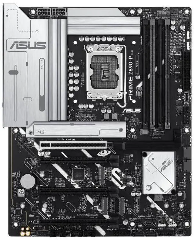 Alt view image 2 of 7 - ASUS PRIME Z890-P Intel Z890 (LGA 1851) ATX motherboard, DDR5 slots,PCIe 5.0,DisplayPort,HDMI,USB 20Gbps,4 x M.2 slots,Realtek 2.5 Gb Ethernet,PCIe Slot Q-Release,Pre-mounted I/O shield,Aura Sync