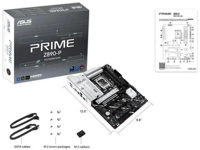 Alt view image 7 of 7 - ASUS PRIME Z890-P Intel Z890 (LGA 1851) ATX motherboard, DDR5 slots,PCIe 5.0,DisplayPort,HDMI,USB 20Gbps,4 x M.2 slots,Realtek 2.5 Gb Ethernet,PCIe Slot Q-Release,Pre-mounted I/O shield,Aura Sync