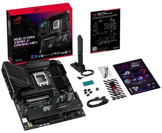 Alt view image 7 of 7 - ASUS ROG STRIX Z890-F GAMING WIFI Intel Z890 LGA 1851 ATX motherboard, DDR5 slots, DIMM Flex, AEMP III, WiFi 7, 5×M.2 slots,NPU Boost, ASUS AI Advisor, AI Overclocking, AI Cooling II, Polymo Lighting