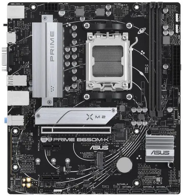 Alt view image 2 of 6 - ASUS PRIME B650M-K-CSM ASUS PRIME B650M-K-CSM AMD B650 (Ryzen AM5) micro ATX motherboard,DDR5 support,two M.2 slots, 2.5 Gb LAN,USB 3.2 Gen 2 ports,front USB 3.2 Gen 1 Type-C,BIOS FlashBack, Aura Sync
