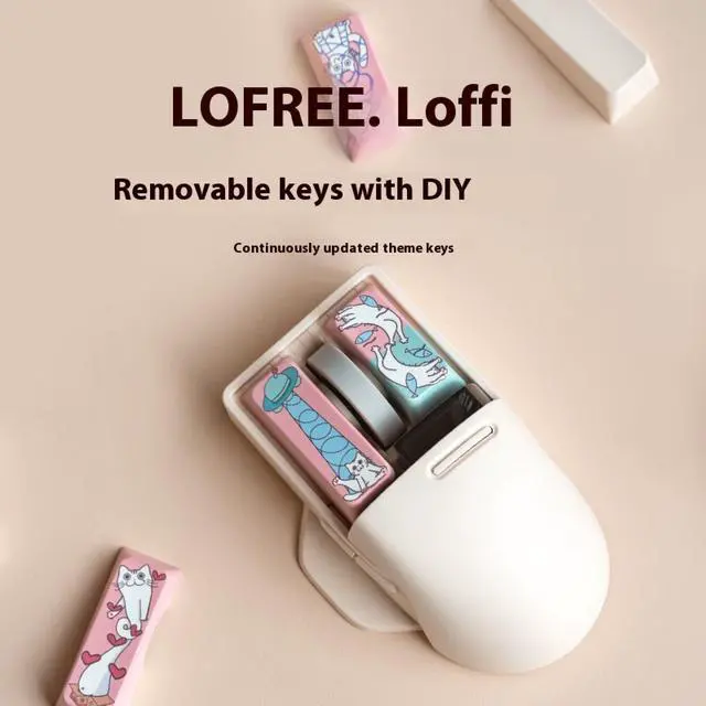 Alt view image 6 of 7 - LOFREE small warped mouse wired / wireless bluetooth three-mode mouse wireless mouse OLED display DPI home office portable mouse retro gray [ can be replaced back shell]