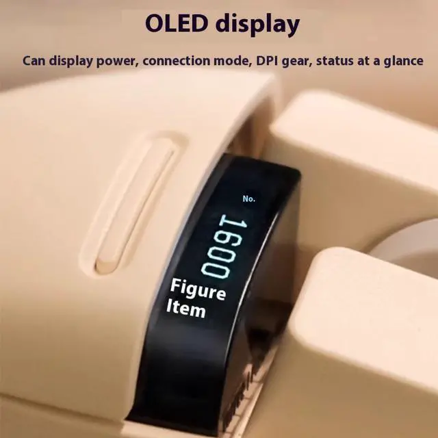 Alt view image 3 of 7 - LOFREE small warped mouse wired / wireless bluetooth three-mode mouse wireless mouse OLED display DPI home office portable mouse retro gray [ can be replaced back shell]