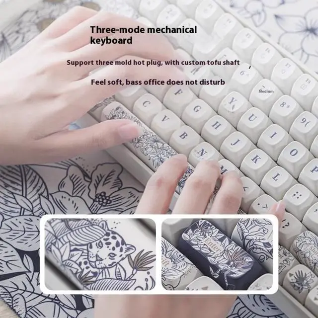 Alt view image 4 of 7 - LOFREE Xiao Qiao 100-Key Tofu Switch Mechanical Keyboard & Mouse Set - 3-Mode Wireless Bluetooth/2.4G/Wired, Mystic Realm Theme, PBT Keycaps, Rechargeable, DIY Desk Setup, Gift Box Packaging