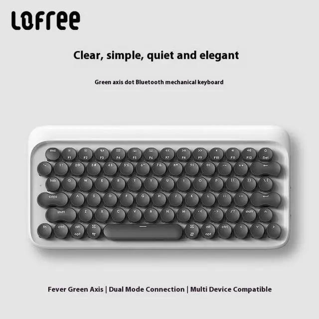 Alt view image 2 of 7 - LOFREE DOT Round Bluetooth Mechanical Keyboard  Retro Stylish 61-Key 60% Layout for Mac/PC/Laptop/Phone (Clicky Blue Switches)  Compatible (MacOS/Windows/iOS/Android), Wireless/Wired Dual Mode