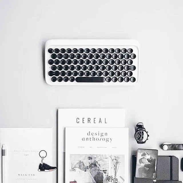 Alt view image 3 of 7 - LOFREE DOT Round Bluetooth Mechanical Keyboard  Retro Stylish 61-Key 60% Layout for Mac/PC/Laptop/Phone (Clicky Blue Switches)  Compatible (MacOS/Windows/iOS/Android), Wireless/Wired Dual Mode