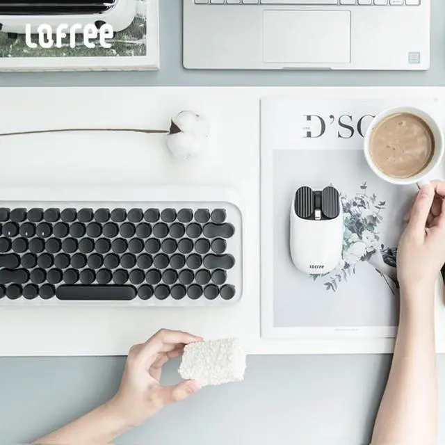 Alt view image 4 of 7 - LOFREE DOT Round Bluetooth Mechanical Keyboard  Retro Stylish 61-Key 60% Layout for Mac/PC/Laptop/Phone (Clicky Blue Switches)  Compatible (MacOS/Windows/iOS/Android), Wireless/Wired Dual Mode