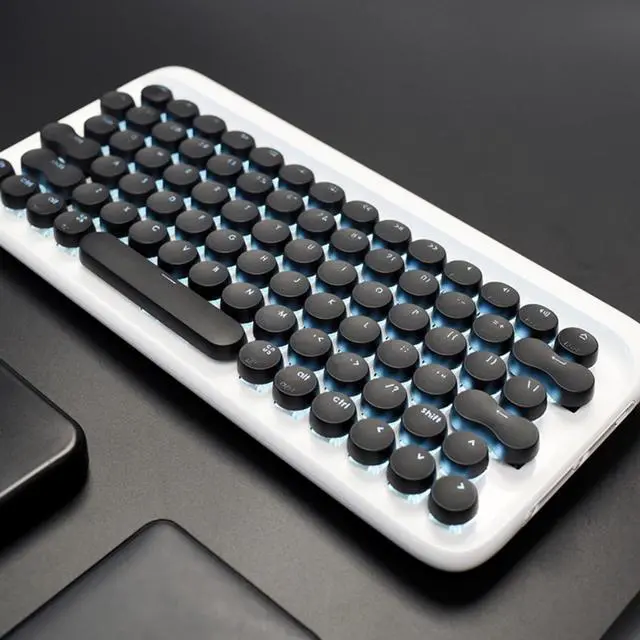 Alt view image 7 of 7 - LOFREE DOT Round Bluetooth Mechanical Keyboard  Retro Stylish 61-Key 60% Layout for Mac/PC/Laptop/Phone (Clicky Blue Switches)  Compatible (MacOS/Windows/iOS/Android), Wireless/Wired Dual Mode