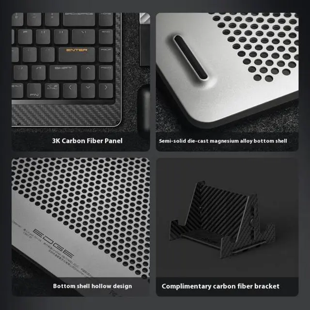 Alt view image 5 of 7 - LOFREE EDGE84 OE920 Ultra-Thin Wireless Mechanical Keyboard: Carbon Fiber & Magnesium Alloy Build, 84-Key Compact Layout, Bluetooth 5.0/USB-C Dual Mode, Portable for Mac/Windows Laptop -Grey