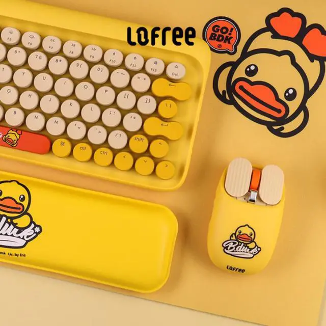 Alt view image 4 of 7 - LOFREE Yellow Duck Dot Mechanical Keyboard Hand Pillow Reversible Pad Set - Bluetooth Wireless, 4x NiMH Battery Capacity, Adjustable Backlighting, Wrist Rest and Reversible Padding