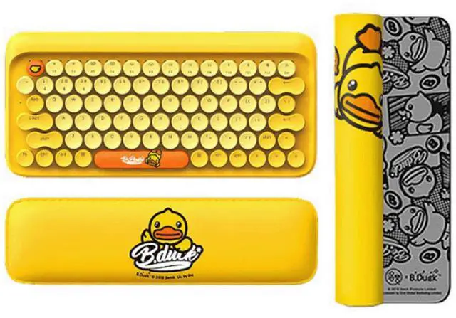 Alt view image 2 of 7 - LOFREE Yellow Duck Dot Mechanical Keyboard Hand Pillow Reversible Pad Set - Bluetooth Wireless, 4x NiMH Battery Capacity, Adjustable Backlighting, Wrist Rest and Reversible Padding