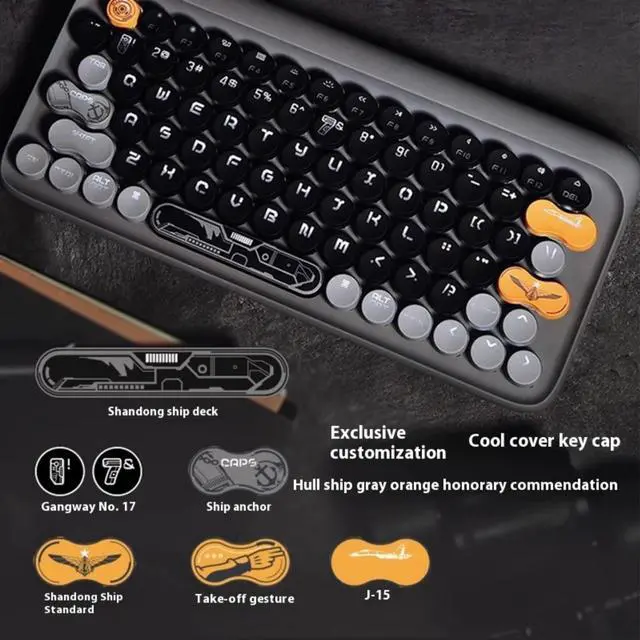 Alt view image 5 of 7 - LOFREE Shandong Ship DOT Round Keycap Wireless Mechanical Keyboard & MAUS Mouse Bundle - RGB Backlight, Bluetooth 5.0, Military Theme Design with Dual-Mode, Aluminum Frame