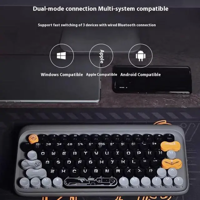Alt view image 6 of 7 - LOFREE Shandong Ship DOT Round Keycap Wireless Mechanical Keyboard & MAUS Mouse Bundle - RGB Backlight, Bluetooth 5.0, Military Theme Design with Dual-Mode, Aluminum Frame