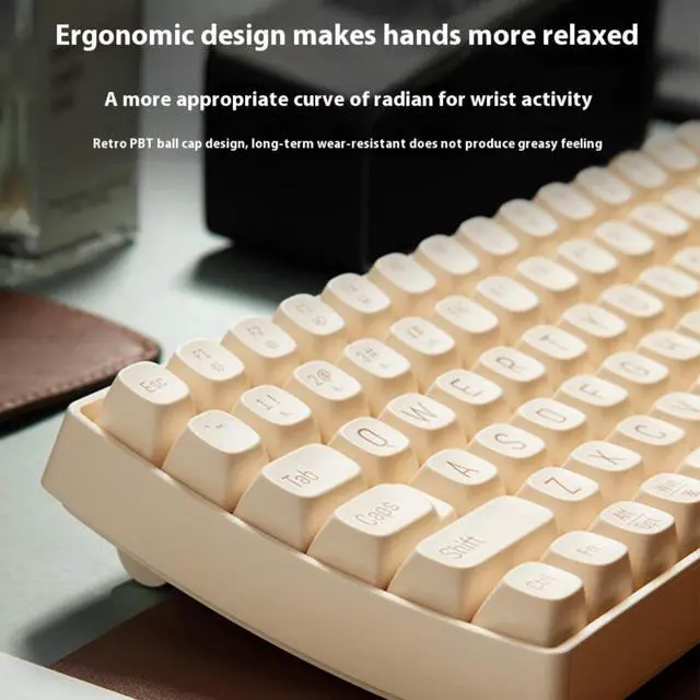 Alt view image 6 of 7 - LOFREE Small Warp 3 Mode Wireless Mechanical Keyboard - 2.4G/Bluetooth 5.0/Wired, Hot Swap Switches, PBT Retro Keycaps, Multi-System Compatible (Windows/Mac/iOS/Android), 68 Key