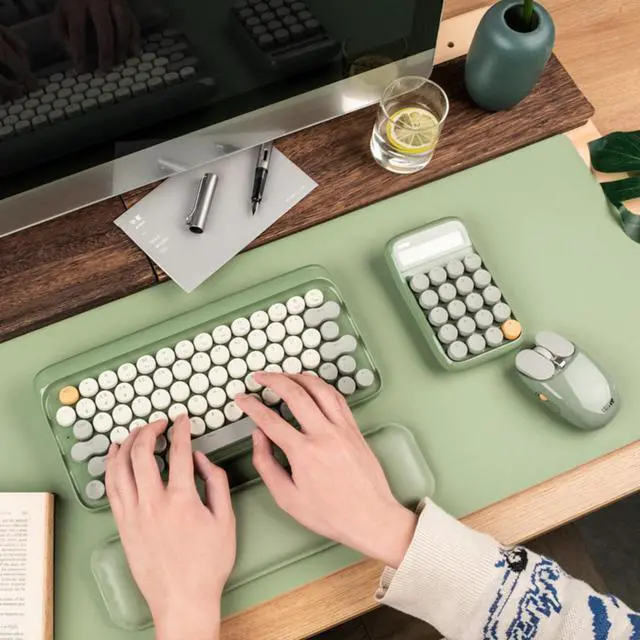 Alt view image 6 of 7 - LOFREE Banxia 5-Piece Wireless Keyboard & Mouse Set - DOT Dot Maus Potato Chip Mouse, DIGIT Candy Keycap Keyboard, Palmer Wrist Rest, Reversible Mat, Multi-System Compatible