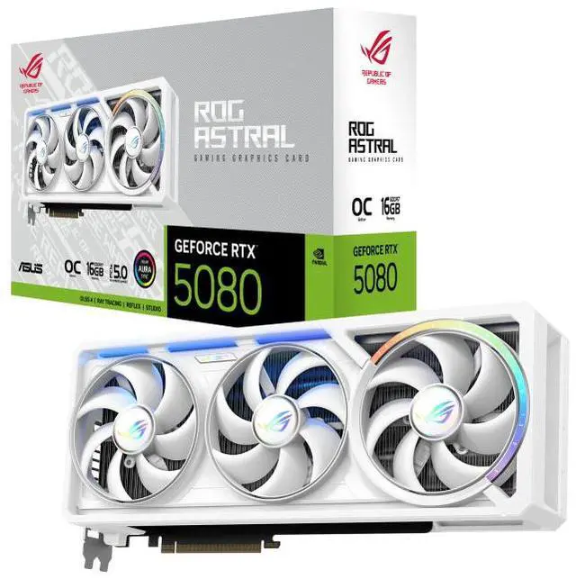 Alt view image 3 of 7 - ASUS ROG Astral white GeForce RTX 5080 16GB GDDR7 OC Edition ROG-ASTRAL-RTX5080-O16G-WHITE PCI-Express 5.0 DLSS 4.0 Graphics Card