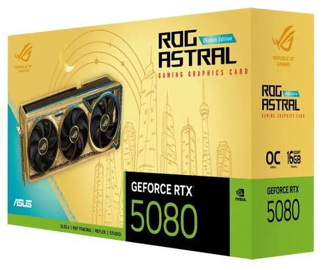 Alt view image 7 of 7 - ASUS ROG Astral GeForce RTX 5080 16GB GDDR7 DHAHAB-CORE OC Edition ROG-ASTRAL-RTX5080-O16G-DHAHAB-CORE PCI-Express 5.0 DLSS 4.0 Graphics Card