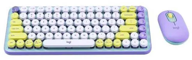 Alt view image 3 of 7 - Logitech POP Keys Retro Mechanical Keyboard & Mouse (Dreamy Purple) - Wireless Combo with Changeable Emoji Caps, 36-Month Battery