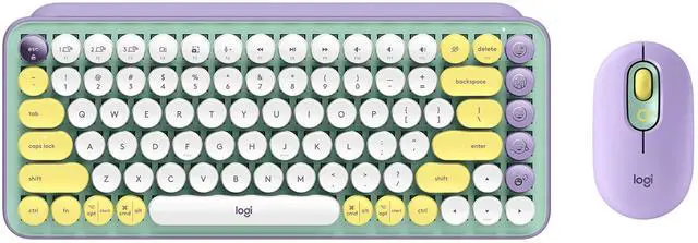 Alt view image 2 of 7 - Logitech POP Keys Retro Mechanical Keyboard & Mouse (Dreamy Purple) - Wireless Combo with Changeable Emoji Caps, 36-Month Battery