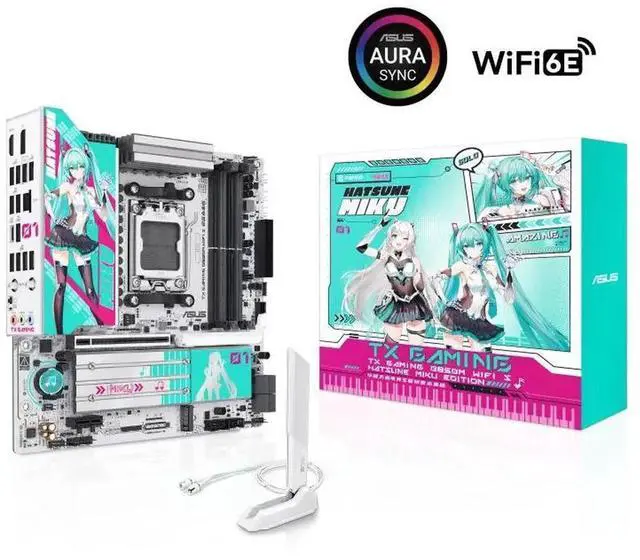 Alt view image 5 of 7 - ASUS TX GAMING B850M WIFI S-HATSUNE MIKU AMD AM5 mATX Motherboard, PCIe 5.0, WiFi 6E, three M.2slots, SATA interface, M.2 interface (NVMe protocol),Aura Sync