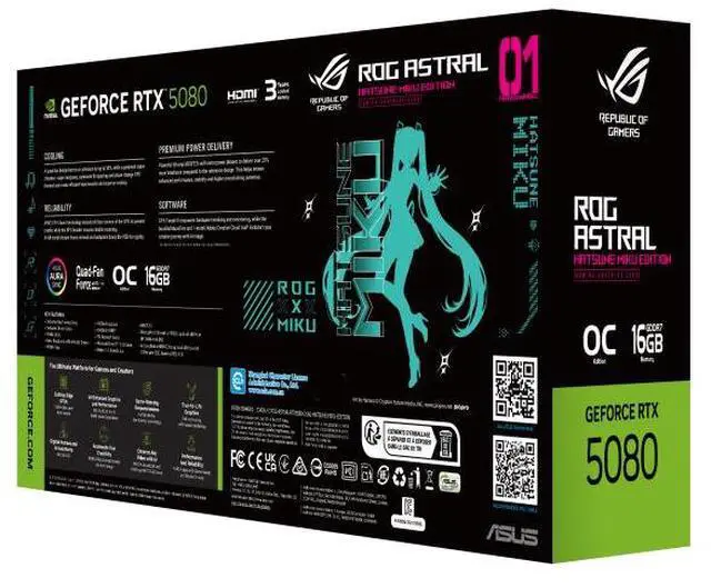 Alt view image 5 of 7 - ASUS ROG-ASTRAL MIKU-C GeForce RTX 5080 16GB GDDR7 OC Edition ROG-ASTRAL-RTX5080-O16G-MIKU-C PCI-Express 5.0 DLSS 4.0 Graphics Card