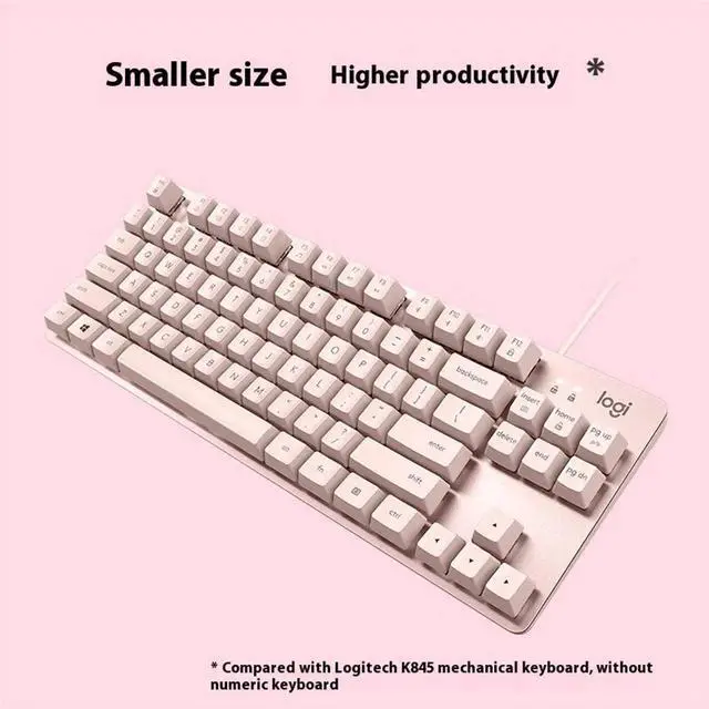 Alt view image 3 of 6 - Logitech K835 TKL pink MECHANICAL Wired Mechanical Gaming Keyboard, Curved Keycaps, 84-Key Compact Design, Aluminum, 12 Dual Function FN Pushbuttons, PC/Mac Compatible - Red Switch (Red lactile)