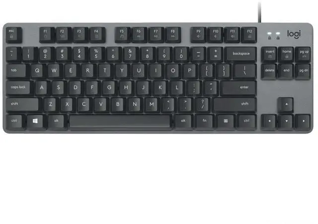 Alt view image 2 of 5 - Logitech K835 TKL MECHANICAL Wired Mechanical Gaming Keyboard, Curved Keycaps, 84-Key Compact Design, Aluminum, 12 Dual Function FN Pushbuttons, PC/Mac Compatible - Black - Blue Shaft