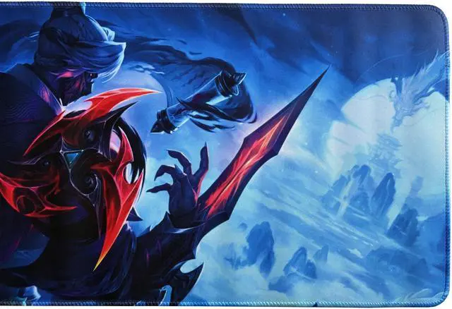 Alt view image 5 of 5 - Logitech League of Legends DESK MAT Large Fine Surface gaming Mouse Pad, 32*12*0.2 in, Long Thickened, Non-Slip Rubber Backing, Low Friction, 80cm*30cm*0.3cm,LOL Zed (the Master of Shadows) blue