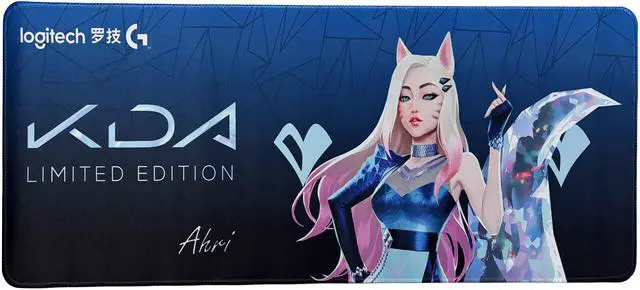 Main image of Logitech League of Legends DESK MAT Large Fine Surface gaming Mouse Pad, 32*12*0.2 in, Long Thickened, Non-Slip Rubber Backing, Low Friction, 80cm*30cm*0.3cm,LOL KDA Ahri blue