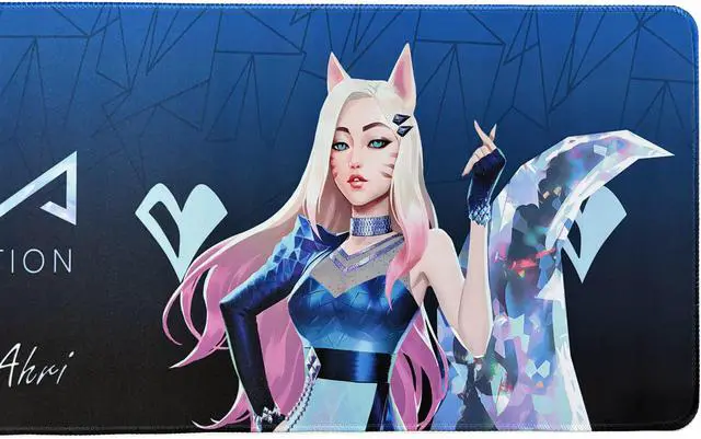 Alt view image 3 of 5 - Logitech League of Legends DESK MAT Large Fine Surface gaming Mouse Pad, 32*12*0.2 in, Long Thickened, Non-Slip Rubber Backing, Low Friction, 80cm*30cm*0.3cm,LOL KDA Ahri blue