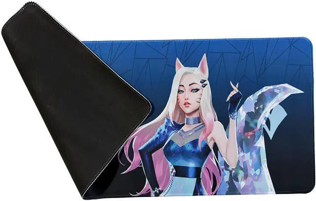 Alt view image 2 of 5 - Logitech League of Legends DESK MAT Large Fine Surface gaming Mouse Pad, 32*12*0.2 in, Long Thickened, Non-Slip Rubber Backing, Low Friction, 80cm*30cm*0.3cm,LOL KDA Ahri blue