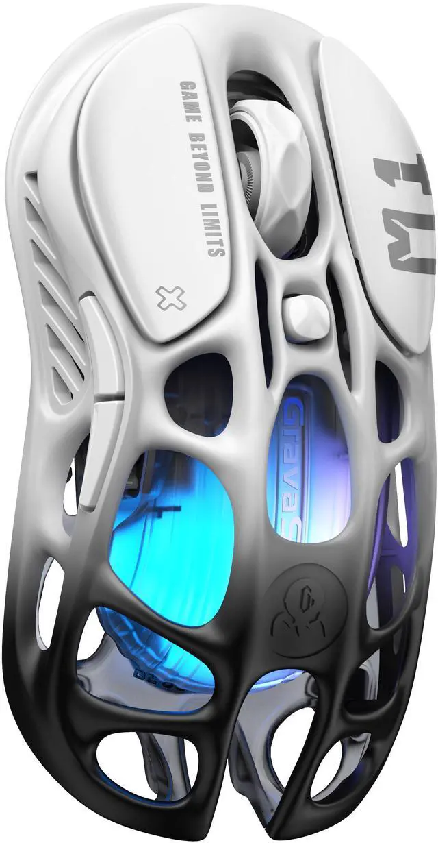 Alt view image 2 of 6 - GravaStar Mercury M1 Pro Gaming Mouse, Lightweight Magnesium Alloy, 26,000 DPI, PAW3395DM Sensor, 5 Programmable Buttons, Support Wired/2.4GHz/BT, Up to 200 Hours Battery Life, Gradient Black