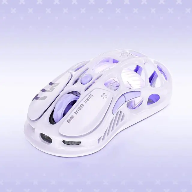 Alt view image 2 of 7 - GravaStar Mercury M1 Pro Gaming Mouse, Lightweight Magnesium Alloy, 26,000 DPI, PAW3395DM Sensor, 5 Programmable Buttons, Support Wired/2.4GHz/BT, Up to 200 Hours Battery Life , Lavender Purple
