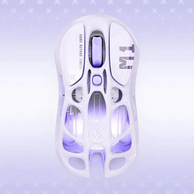 Alt view image 3 of 7 - GravaStar Mercury M1 Pro Gaming Mouse, Lightweight Magnesium Alloy, 26,000 DPI, PAW3395DM Sensor, 5 Programmable Buttons, Support Wired/2.4GHz/BT, Up to 200 Hours Battery Life , Lavender Purple