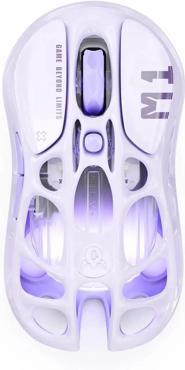 Main image of GravaStar Mercury M1 Pro Gaming Mouse, Lightweight Magnesium Alloy, 26,000 DPI, PAW3395DM Sensor, 5 Programmable Buttons, Support Wired/2.4GHz/BT, Up to 200 Hours Battery Life , Lavender Purple