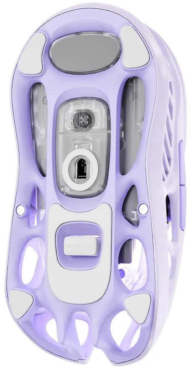 Alt view image 3 of 6 - GravaStar Mercury M1 Pro Gaming Mouse, Lightweight Magnesium Alloy, 26,000 DPI, PAW3395DM Sensor, 5 Programmable Buttons, Support Wired/2.4GHz/BT, Up to 200 Hours Battery Life , Lavender Purple