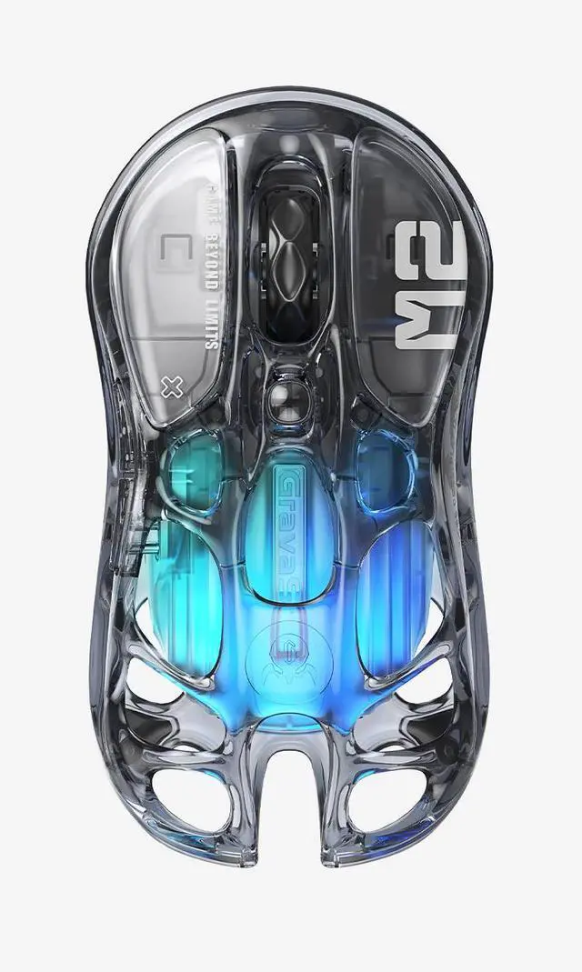 Main image of GravaStar Mercury M2 Wireless Gaming Mouse with , 26,000 DPI, PAW3395DM Sensor -79g Lightweight Hollowed-Out Design -5 Programmable Buttons -5 Dynamic Lightsync RGB , Transparent Black