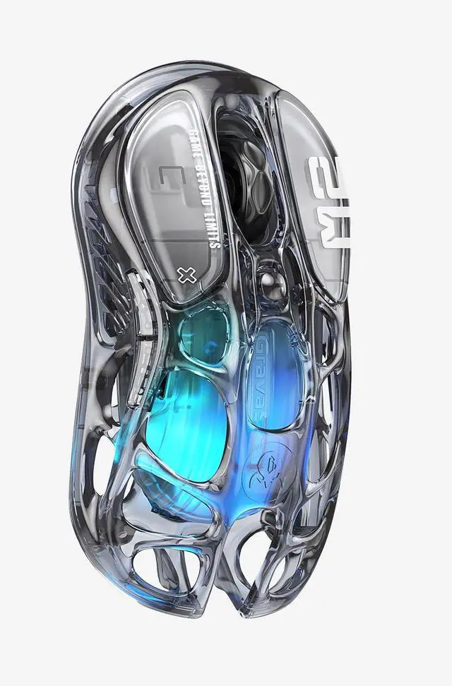 Alt view image 2 of 5 - GravaStar Mercury M2 Wireless Gaming Mouse with , 26,000 DPI, PAW3395DM Sensor -79g Lightweight Hollowed-Out Design -5 Programmable Buttons -5 Dynamic Lightsync RGB , Transparent Black