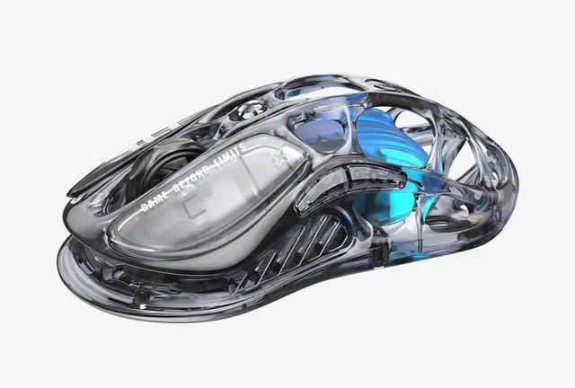 Alt view image 3 of 5 - GravaStar Mercury M2 Wireless Gaming Mouse with , 26,000 DPI, PAW3395DM Sensor -79g Lightweight Hollowed-Out Design -5 Programmable Buttons -5 Dynamic Lightsync RGB , Transparent Black