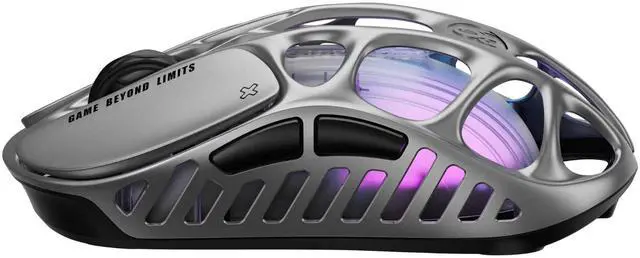 Alt view image 3 of 5 - GravaStar Mercury X Wireless Gaming Mouse , 32,000 DPI PAW 3950 Sensor, 1000Hz Polling Rate, Only 49g, Magnesium Alloy Hollow Frame, RGB Lighting, 5 Programmable Buttons , Interstellar Silver