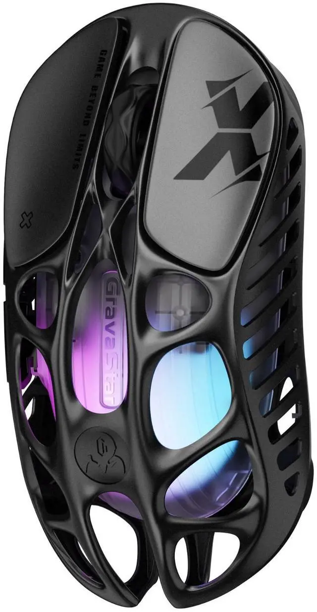 Alt view image 2 of 5 - GravaStar Mercury X Wireless Gaming Mouse , 32,000 DPI PAW 3950 Sensor, 1000Hz Polling Rate, Only 49g, Magnesium Alloy Hollow Frame, RGB Lighting, 5 Programmable Buttons , Galaxy Black
