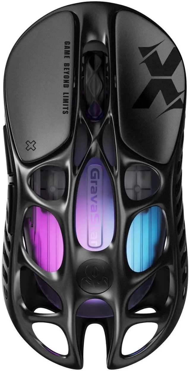 Main image of GravaStar Mercury X Wireless Gaming Mouse , 32,000 DPI PAW 3950 Sensor, 1000Hz Polling Rate, Only 49g, Magnesium Alloy Hollow Frame, RGB Lighting, 5 Programmable Buttons , Galaxy Black
