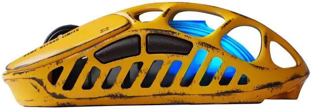 Alt view image 7 of 7 - GravaStar Mercury X Wireless Gaming Mouse , 32,000 DPI PAW 3950 Sensor, 1000Hz Polling Rate, Only 49g, Magnesium Alloy Hollow Frame, RGB Lighting, 6 Programmable Buttons , Battle Worn-Yellow