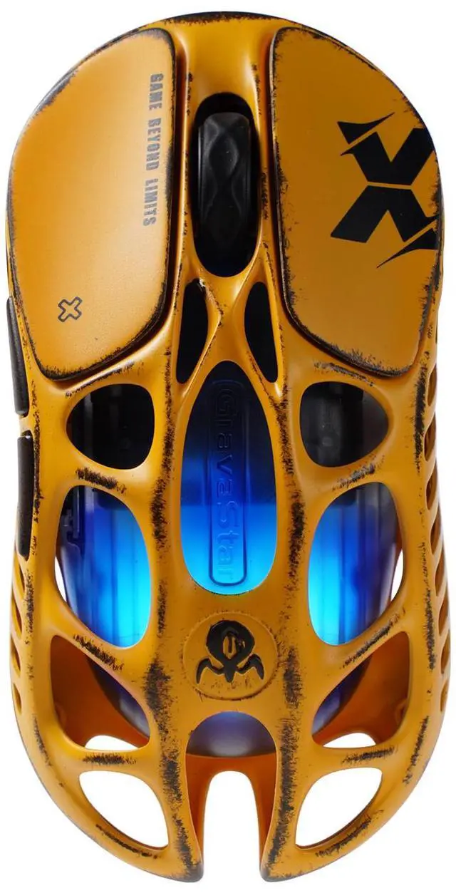 Main image of GravaStar Mercury X Wireless Gaming Mouse , 32,000 DPI PAW 3950 Sensor, 1000Hz Polling Rate, Only 49g, Magnesium Alloy Hollow Frame, RGB Lighting, 6 Programmable Buttons , Battle Worn-Yellow
