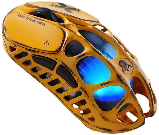 Alt view image 3 of 7 - GravaStar Mercury X Wireless Gaming Mouse , 32,000 DPI PAW 3950 Sensor, 1000Hz Polling Rate, Only 49g, Magnesium Alloy Hollow Frame, RGB Lighting, 6 Programmable Buttons , Battle Worn-Yellow