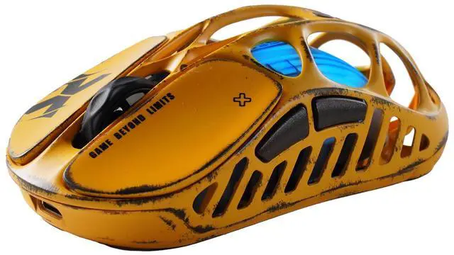 Alt view image 6 of 7 - GravaStar Mercury X Wireless Gaming Mouse , 32,000 DPI PAW 3950 Sensor, 1000Hz Polling Rate, Only 49g, Magnesium Alloy Hollow Frame, RGB Lighting, 6 Programmable Buttons , Battle Worn-Yellow