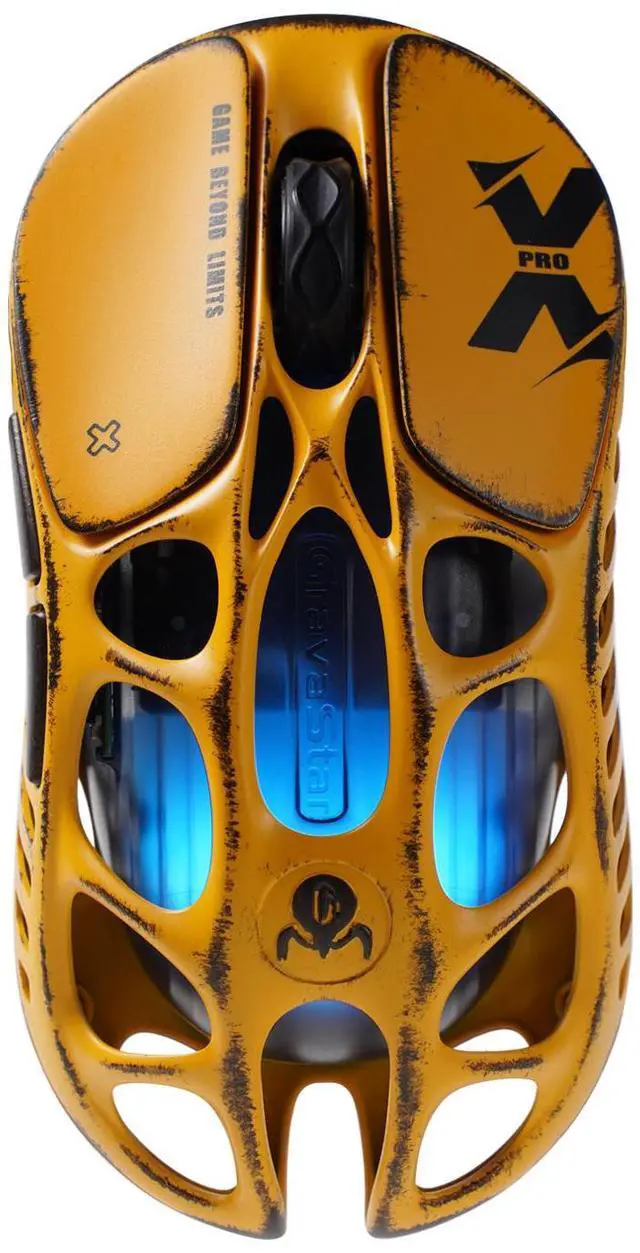 Alt view image 2 of 5 - GravaStar Mercury X Pro Wireless Gaming Mouse, Come with 8K Dongle , 32,000 DPI PAW 3950 Sensor, 8,000Hz Polling Rate,, Magnesium Alloy Hollow Frame, RGB Lighting, 5 Programmable Buttons ,Worn-Yellow