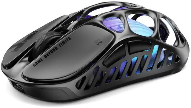 Alt view image 5 of 6 - GravaStar Mercury X Pro Wireless Gaming Mouse, Come with 8K Dongle , 32,000 DPI PAW 3950 Sensor, 8,000Hz Polling Rate, Magnesium Alloy Hollow Frame, RGB Lighting, 5 Programmable Buttons , Galaxy Black