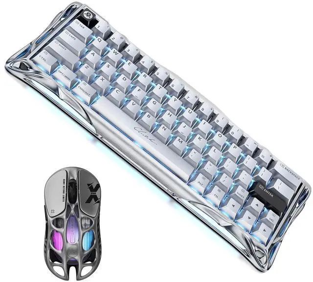 Main image of GravaStar Combo: Mercury X Pro Wireless Gaming Mouse & Magnetic Switch Keyboard V60 PRO- 32000 DPI PAW3950, 8K Dongle, 8000Hz Polling Rate, 49g , 5 Buttons, RGB, UFO Axis, Aluminum Frame, Silver