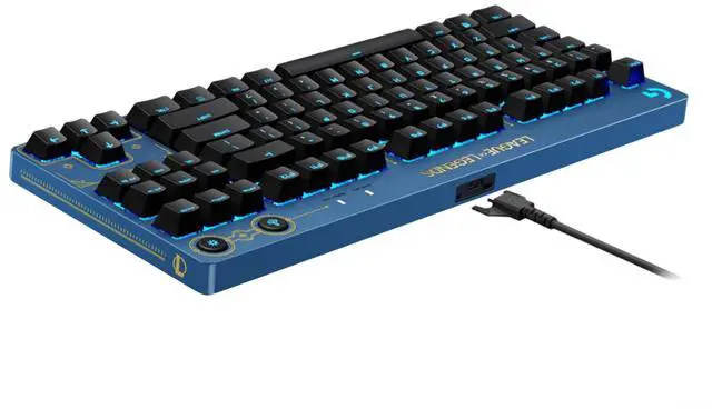 Alt view image 4 of 7 - Logitech G PRO LOL Hextech Edition Wired Mechanical Gaming Keyboard , GX BROWN, 87 Keys, Aluminum Faceplate, LIGHTSYNC RGB, League of Legends, 12 Programmable F-Key Macros - black blue